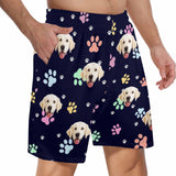 FacePajamas Custom Face Men's Pajama Shorts Personalized Paw Print Sleepwear Shorts