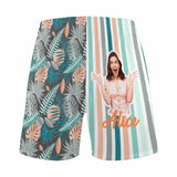 FacePajamas Custom Face Men's Pajama Shorts Personalized Tropical Print Sleepwear Shorts