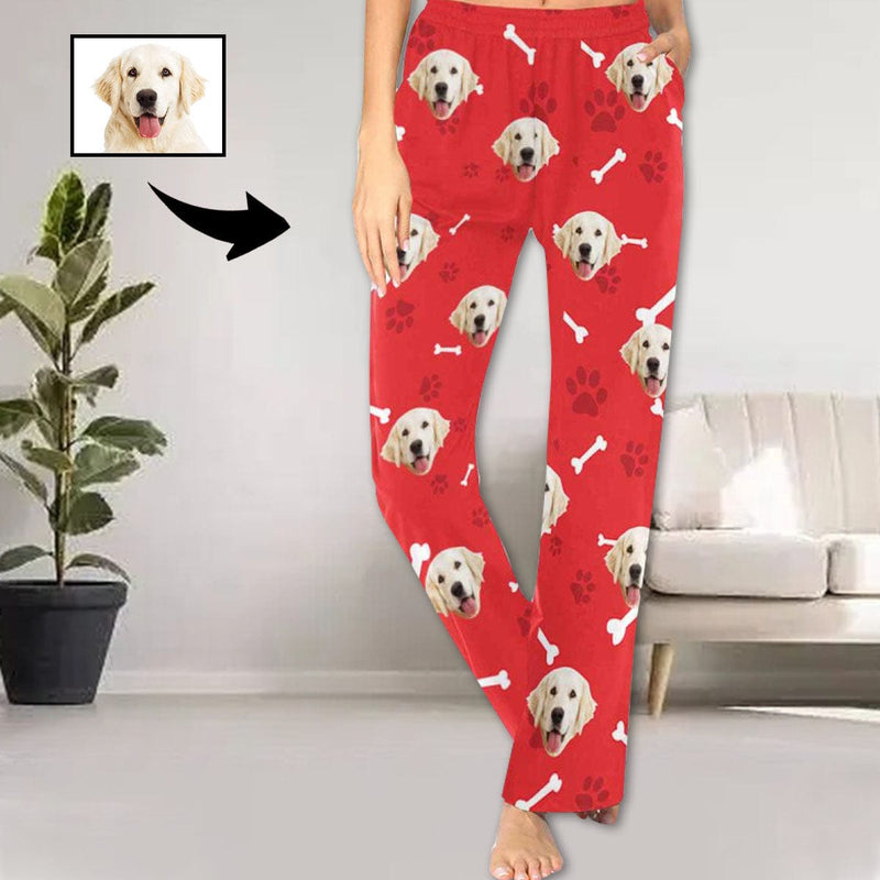 FacePajamas Pajama Pants Custom Face Pajama Pants Dog Smiley Face Sleepwear for Women