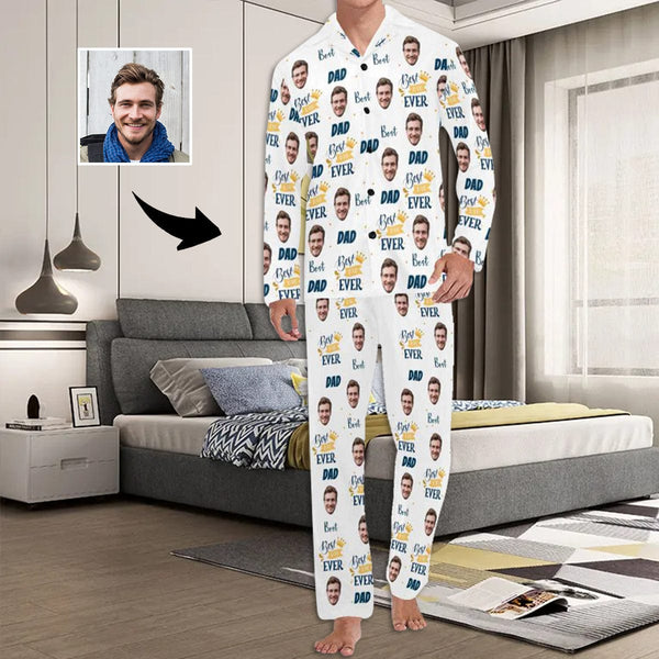 FacePajamas Pajama Sets Custom Face Pajama Sets Best Dad White Persoanlized Sleepwear for Men