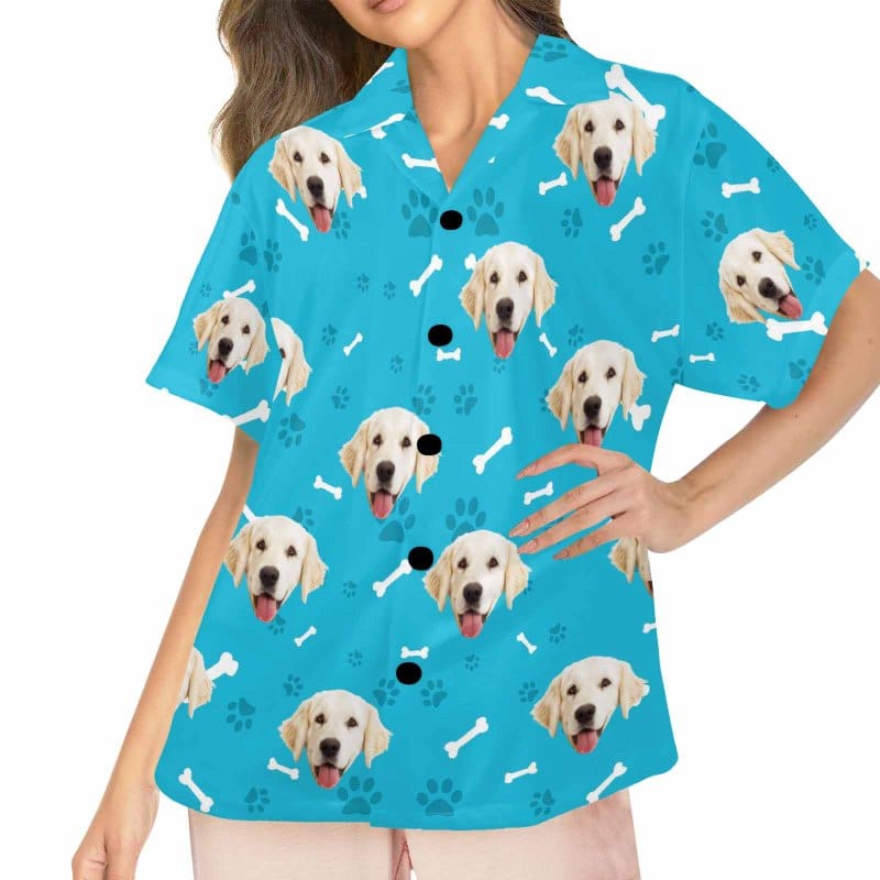 FacePajamas Pajama Tops Custom Face Pajama Top Dog Smiley Face Loungewear for Women