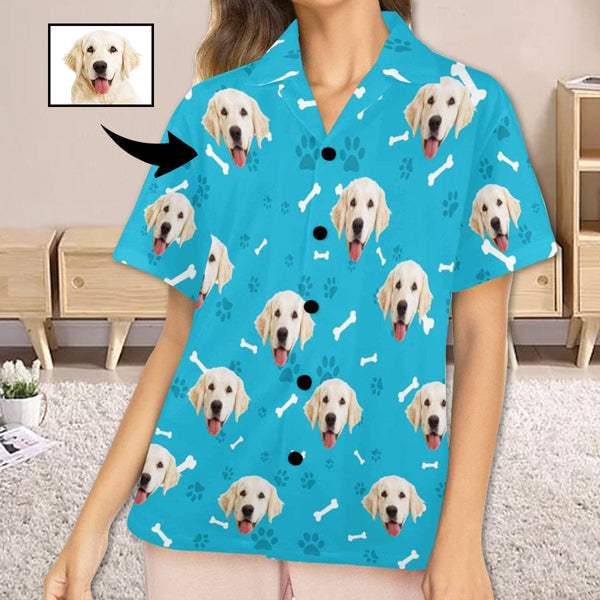 FacePajamas Pajama Tops Custom Face Pajama Top Dog Smiley Face Loungewear for Women