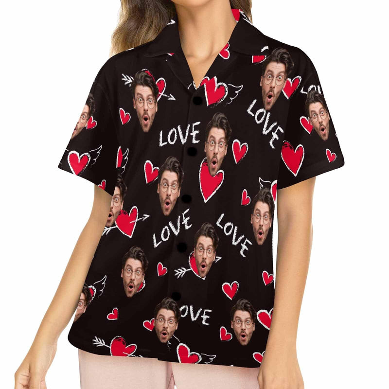 FacePajamas Custom Face Pajama Top Love Heart Loungewear for Women