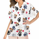 FacePajamas Custom Face Pajama Top Paw Print Loungewear for Women