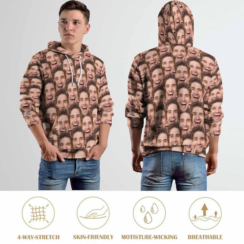 FacePajamas Hoodie-2WH-SDS Custom Face Photo Unisex All Over Print Hoodie & Sweatpants Personalized Face Couples?Hoodies?Customize Loose Hoodie Custom Top Outfits