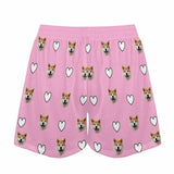 FacePajamas Pajama Tops Custom Face Pink Heart Women's V-Neck Short Sleeve Pajama Tops Bottoms Personalized Pajamas Loungewear