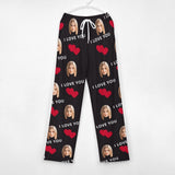 FacePajamas Pajama Pants& Bandana-2ML-SDS Custom Face Red Heart&I Love You Pajama Pants and Pet Dog Bandana