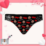 FacePajamas Women Underwear Custom Face Red Love Underwear Personalized Women's Lace Panty Valentine's Day Gift