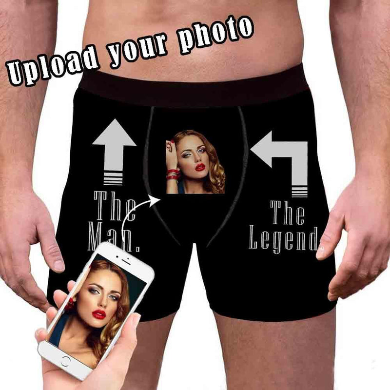 FacePajamas Men Underwear Custom Face The Legend Men's Boxer Briefs Print Your Own Personalized Photo Underwear For Valentine's Day Gift
