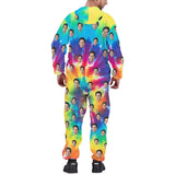 FacePajamas Hooded Onesie-2ML-ZD Custom Face Tie-dye Unisex Adult Hooded Onesie Jumpsuits with Pocket Personalized Zip One-piece Pajamas for Men and Women