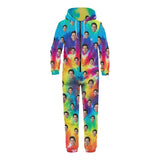 FacePajamas Hooded Onesie-2ML-ZD Custom Face Tie-dye Unisex Adult Hooded Onesie Jumpsuits with Pocket Personalized Zip One-piece Pajamas for Men and Women