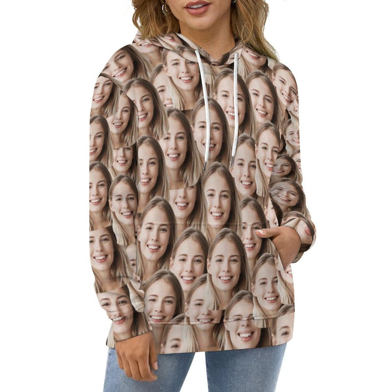 FacePajamas Hoodie-2WH-SDS Custom Face Unisex Cool Hoodie Designs Personalized Face Unisex Loose Hoodie Custom Seamless Face Over Size Hooded Pullover