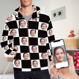 FacePajamas Hoodie-Full Zip Custom Girlfriend Face Black White Square Men's All Over Print Full Zip Hoodie & Sweatpants