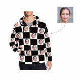 FacePajamas Hoodie-Full Zip Custom Girlfriend Face Black White Square Men's All Over Print Full Zip Hoodie & Sweatpants