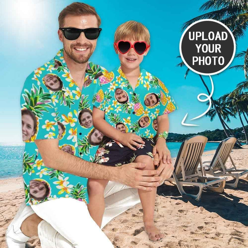 FacePajamas Hawaiian Shirt Custom Image Hawaiian Shirt with Photo Flower Pineapple Unisex & Teenage Hawaiian Shirt