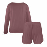 FacePajamas Pajama Long Tracksuit Custom initials & name Women's Long Sleeve Scoop Neck Short Pajama Set