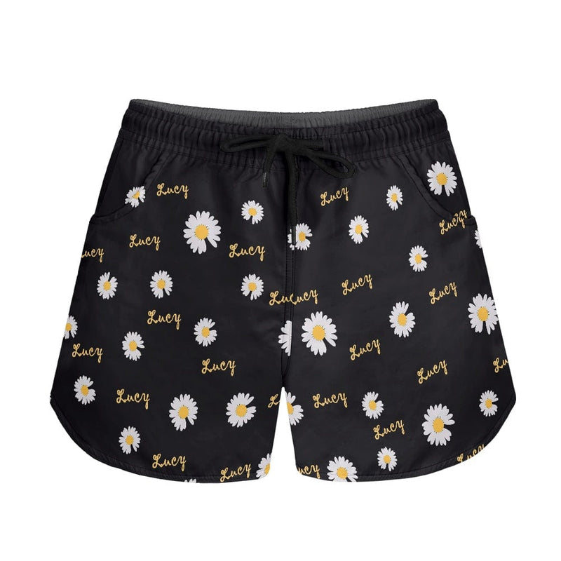 FacePajamas Pajama Pants Custom Name Women's Pajama Shorts Personalized Daisy Sleepwear Shorts