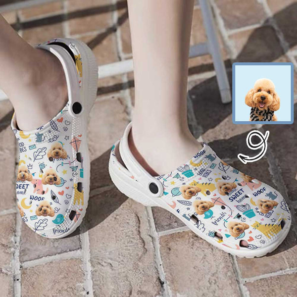 FacePajamas Hole Shoes-2ML-ZD Custom Pet Face Cute Animated Elements Kid's Hole Shoes Personalized Photo Clog Shoes Child Funny Slippers