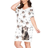 FacePajamas Custom Pet Face Nightgown for Women  Sleepwear V Neck Pajama Dress Soft Nightshirt
