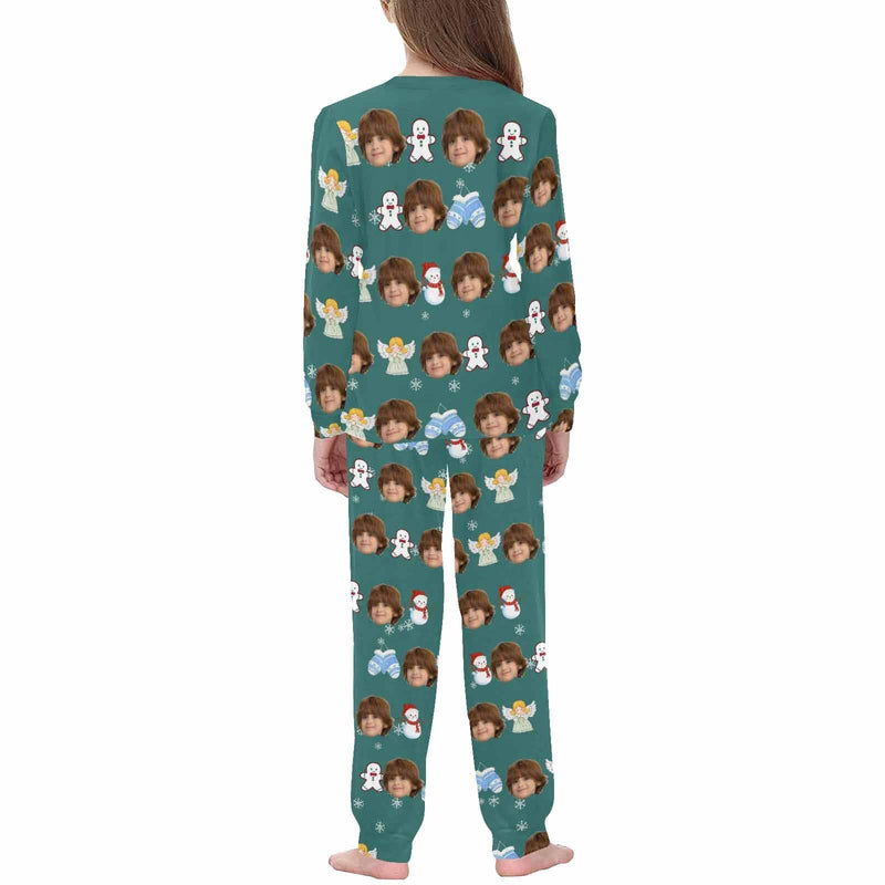 FacePajamas Pajama Mix Set Custom Photo Gloves and Snowman Pajamas Personalized Family Matching and Pet Hoodie Set Christmas Matching Sleepwear