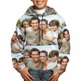 FacePajamas Hoodie-Kids Custom Photo Splicing Hoodie  for 5~15Y Youth Personalized Hooded Pullover Loose Hoodie