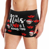 FacePajamas Men Underwear Face with Santa Hat / Black / XS Custom Face Boxer Briefs I'm Nuts About You Personalized Photo Undies Face Boxer Underwear Valentine's Day for Him