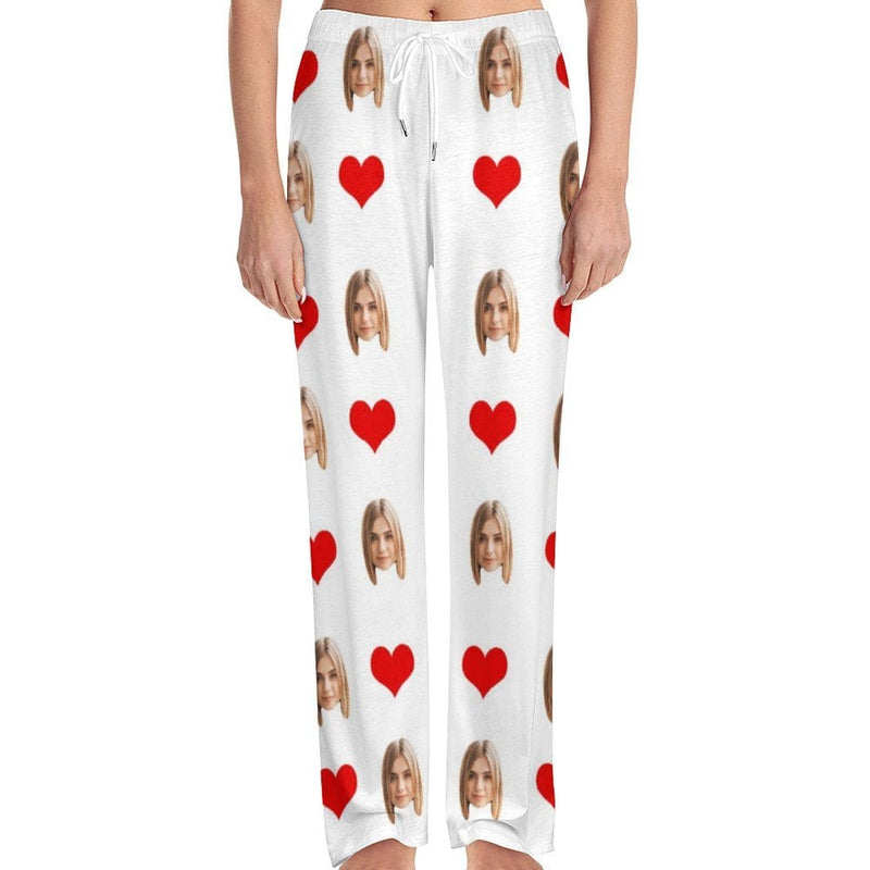 FacePajamas Pajama Pants& Bandana-2ML-SDS For Adult-Pajama Pants / S Custom Face With Red Heart Pajama Pants and Pet Dog Bandana