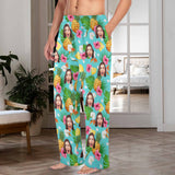 FacePajamas Pajama Shirt&Pants-Fleece For Men / S Coral Fleece Pajama Trousers-Custom Face Flowers And Pineapple Print Warm and Comfortable Sleepwear Long Pajama Pants For Men Women