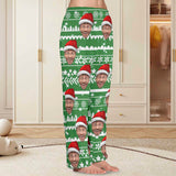 FacePajamas Pajama Shirt&Pants-Fleece For Women / S Coral Fleece Pajama Trousers-Custom Face Green Christmas Tree Warm and Comfortable Sleepwear Long Pajama Pants For Men Women