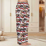 FacePajamas Pajama Shirt&Pants-Fleece For Women / S Coral Fleece Pajama Trousers-Custom Face Pet Christmas Red Hat Warm and Comfortable Sleepwear Long Pajama Pants For Men Women