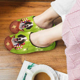 FacePajamas Slippers For Women / S Green Christmas Custom Dog's Photo All Over Print Personalized Non-Slip Cotton Slippers