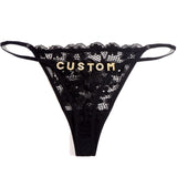 FacePajamas Women Underwear-1YN-SMT Gold letters / Black / M(Below 60KG) Sexy Customized Name Crystal Letter Lace Panties Women Underwear Briefs Thong Transparent Lingerie G string Intimates Girls Gift(DHL is not supported)