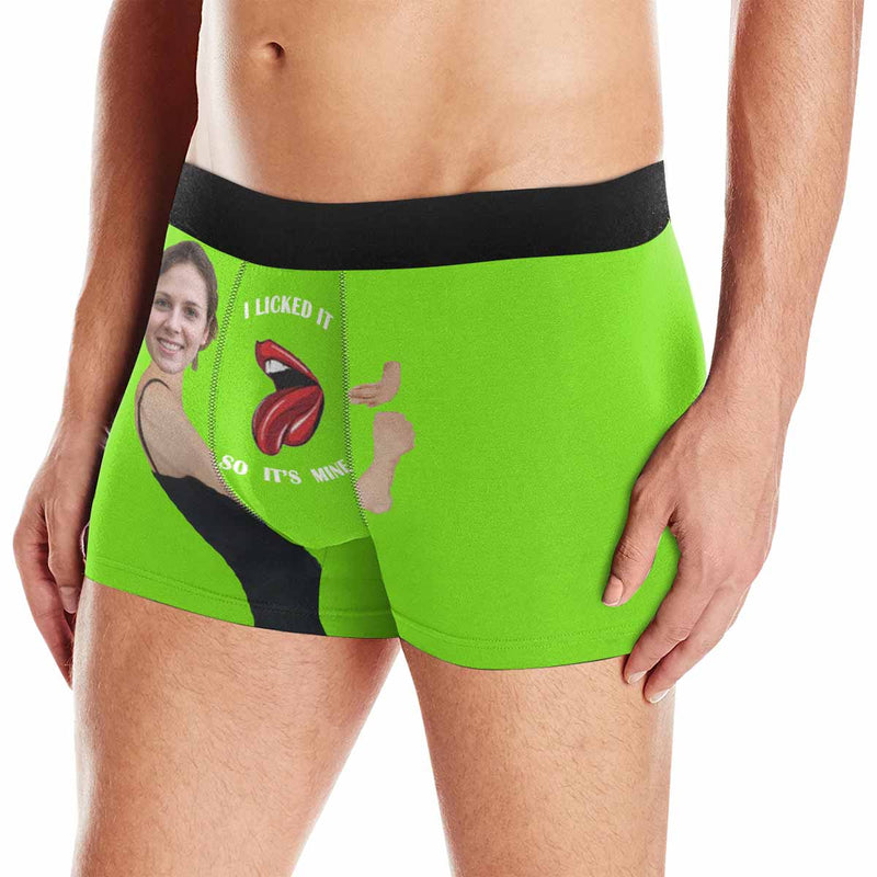 FacePajamas Men Underwear Green / Face / XS Custom Face Boxers Underwear Embrace Sexy Lips Personalized Men's All-Over Print Boxer Briefs Underwear For Valentine's Day Gift