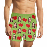 FacePajamas Men Underwear-shorts Green / S Custom Face Heart Multicolor Boxer Shorts Pure Cotton Shorts for Men