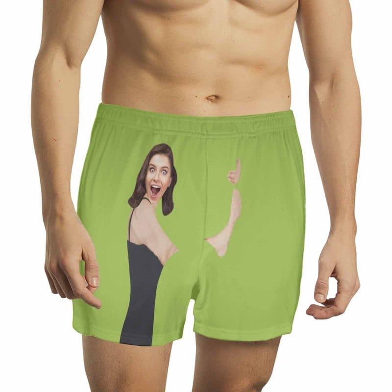 FacePajamas Men Underwear-shorts Green / S Custom Face Hug My Treasure Multicolor Boxer Shorts Pure Cotton Shorts for Men