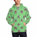 FacePajamas Hoodie Green / S [High Quality] Custom Pet Face Cat Paw & Fish Bone Men's All Over Print Hoodie