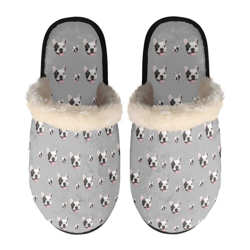 FacePajamas Slippers-2ML-ZD Grey / XS Custom Face Fuzzy Slippers for Women and Men Personalized Photo Non-Slip Slippers Indoor Warm House Shoes