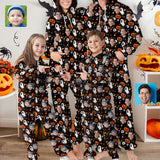 FacePajamas Hooded Onesie-2ML-ZD Halloween Custom Face Ghost Family Hooded Onesie Jumpsuits with Pocket Personalized Zip One-piece Pajamas for Adult kids