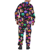 FacePajamas Hooded Onesie-2ML-ZD Halloween Custom Face Pumpkin Family Hooded Onesie Jumpsuits with Pocket Personalized Zip One-piece Pajamas for Adult kids