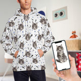 FacePajamas Hoodie [High Quality] Custom Pet Face Cat Paw & Fish Bone Men's All Over Print Hoodie