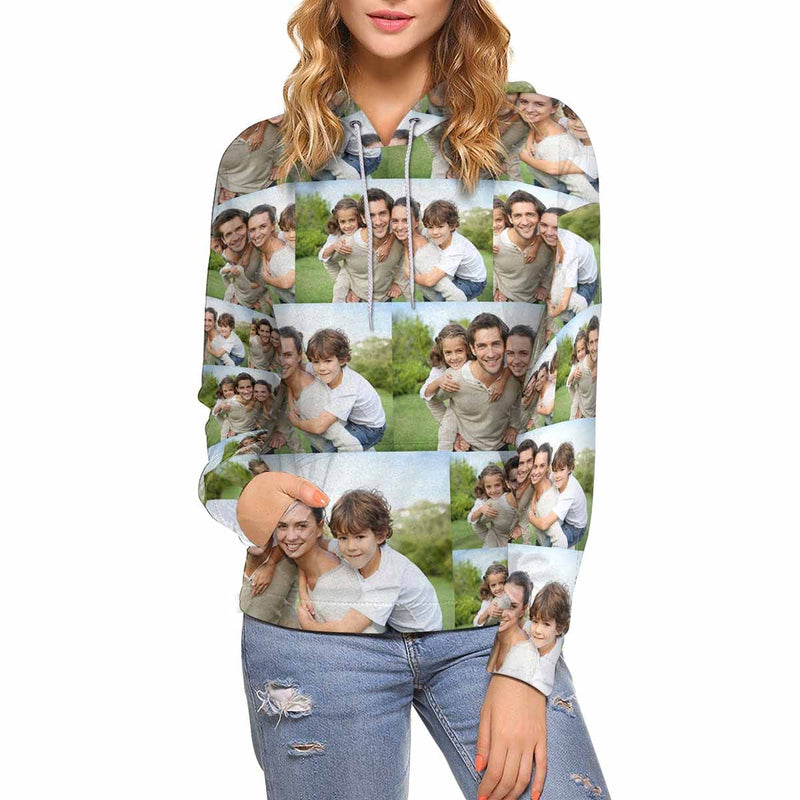 FacePajamas Hoodie-W [High Quality] Custom Photo Women's Hoodie with Pocket Personalized Gifts for Her
