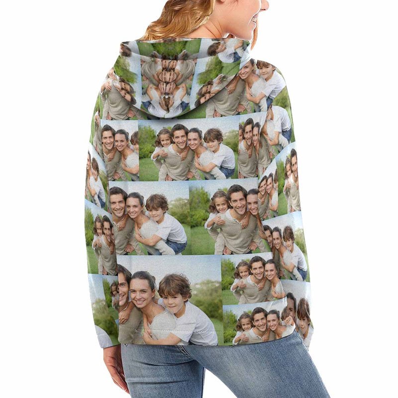 FacePajamas Hoodie-W [High Quality] Custom Photo Women's Hoodie with Pocket Personalized Gifts for Her