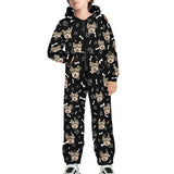 FacePajamas Pajama Adult Onesie Kid / Black / 8-9Y [Thick Soft Fabric] Funny Flannel Fleece Adult Onesie Pajamas Custom Pet Face Dog Bones Jumpsuit Homewear