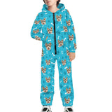 FacePajamas Pajama Adult Onesie Kid / Blue / 8-9Y [Thick Soft Fabric] Funny Flannel Fleece Adult Onesie Pajamas Custom Pet Face Dog Bones Jumpsuit Homewear