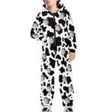 FacePajamas Hooded Onesie-2ML-ZD Kid / S Custom Face Cow Pattern Family Hooded Onesie Jumpsuits with Pocket Personalized Zip One-piece Pajamas for Adult kids