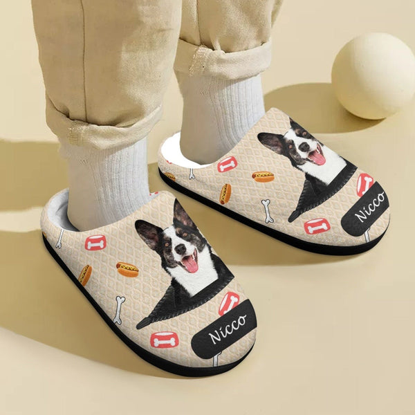 FacePajamas Slippers-2ML-ZD Kid / XS Custom Pet Face&Name Cotton Slippers for Adult&Kids Personalized Non-Slip Slippers Warm House Shoes