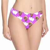 FacePajamas Women Underwear L / Purple Custom Face Underwear for Her Personalized Love Heart Women's Panties Classic Thongs Lingerie Valentine Gift for Her