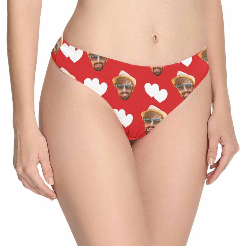 FacePajamas Women Underwear L / Red Custom Face Underwear for Her Personalized Love Heart Women's Panties Classic Thongs Lingerie Valentine Gift for Her