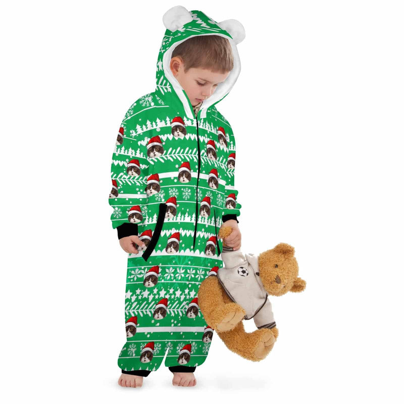 FacePajamas Pajama Adult Onesie Little Kid / 2-3Y [Thick Soft Fabric] Funny Flannel Fleece Adult Onesie Pajamas Custom Face Christmas Jumpsuit Homewear