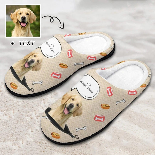 FacePajamas Slippers MEN / S Custom Dog's Photo Always There All Over Print Cotton Slippers